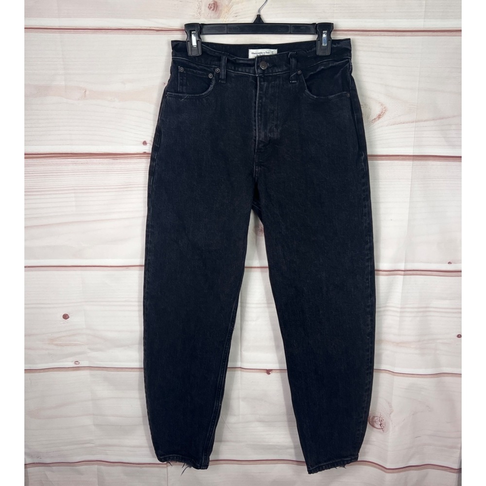 Abercrombie & Fitch Jeans Womens 4 Black 80s Mom High Rise Denim Pockets Solid